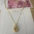 Double-layer gold necklace with paperclip chain and sparkling letter G pendant - Letter G