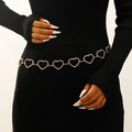 Detail of gold heart-shaped waist chain with inlaid rhinestones on a black dress - Heart Rhinestone Style (7771)