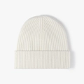 Gorro blanco de punto acanalado para hombre con forro polar térmico para el invierno - Talla Única (54-61cm) / Blanco