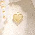 Elegant gold heart pendant with shell inlay and glossy finish for DIY jewelry - 3D Polished Heart