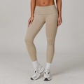 High-waisted tummy control yoga leggings in beige with wide waistband and body shaping fit - S / Flaxen