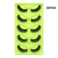 Detailed view of 5 pairs of thick cat-eye false eyelashes in model 3DY65 on green tray - Dense Curled Style (3DY65)