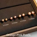 Elegantes pendientes de perlas naturales de agua dulce naranja-rosa en plata S925 - 4.5-5mm/Par / Rosa Naranja