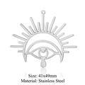 Silver stainless steel eye and sun ray pendant charm for DIY necklaces 41x49mm - Sun Eye Style (LA330) / 5 Pieces / Silver