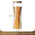 2100ml tall glass storage jar with bamboo lid for pasta and dry food organization - 2100ml / Replacement Bamboo Lid / 10cm*30cm