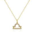 Detail der 18k Gold Waage Sternzeichen Kette mit weißen Zirkonia Steinen an O-Kette - Waage