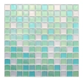 3D mosaic wall sticker in green, teal, and white squares for kitchen and bathroom - YJC0003-Emerald Glossy Mosaic