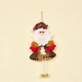 Babbo Natale in feltro con cappello a quadri, scritta Merry Christmas e campanelli - Babbo Natale