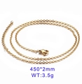 Collier chaîne croisée en acier inoxydable doré minimaliste 450mm long 2mm large - Chaîne Cruciforme Couleur Or (45cm+5cm)