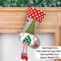 Grey felt Christmas stocking with 3D gnome design and red heart accents, 58cm length - Long Legged Gnome Grey Stocking