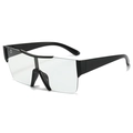 Fashion oversized rimless shield sunglasses with transparent lens and black temples - Black Frame Clear Lenses