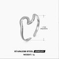 Anillo de onda ajustable en acero inoxidable plateado para un estilo de moda sencillo - Ola Ligera / Acero 2
