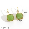 Detail view of green imitation jade earrings showing dimensions 36mm length and 19mm width - Emerald Green (TE60406-GN)
