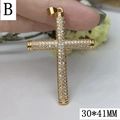 18k gold plated cross pendant with cubic zirconia stones measuring 30x41mm - B-Medium White Zirconia Cross (30*41MM)