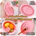 Pink foldable silicone makeup brush cleaning bowl with textured surface for deep washing - Pink Washing Bowl