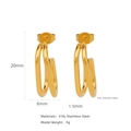 Pendientes de aro ovalados en acero inoxidable 316L dorado con diseño minimalista en U - Estilo en Forma de U Ovalado de Doble Lazo (HE0016G05)