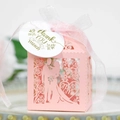 Rosa lasergeschnittene Hochzeit-Süßigkeitenbox mit Mr & Mrs Design und Anhänger - Rosa
