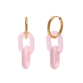 18K gold plated stainless steel hoop earrings with pink acrylic rings in a modern design - Gold Pink
