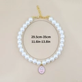 Détail du collier de perles pour animaux avec pendentif rose et dimensions - Style Perle Rose Rose