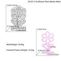 DIY sunflower silicone mold and resin crafts with product dimensions and weight details - Daisy Plug Mold