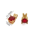 Detail view showing 11.5mm height and 7mm width of the red zircon gold pendant - Red