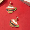 Orecchini a forma di tazza di Babbo Natale con dettagli in resina acrilica rossa e verde - Stile Tazza di Natale