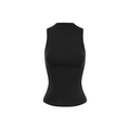 Slim fit women's high neck sleeveless black ribbed knit top in minimalist vintage style - XS / Black