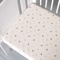 Soft cotton baby crib sheet with space planet print on off-white knitted fabric - Space / 120*60cm