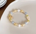 Star Moon Perlenarmband mit gelbem Elefantenanhänger und bunten Makronen-Perlen - Mehrfarbiges Blatt Elefant (1# Armband)