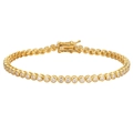 Minimalist 2mm moissanite sterling silver bracelet in elegant golden finish with secure clasp - 14cm / Moissanite Style / Gold