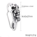 Silver stainless steel skull clasp accessory measuring 43x27mm for DIY jewelry making - Skull Style (KLJ8538-KJX)