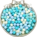 Mix of beige and blue 8mm matte acrylic round beads for DIY bracelet jewelry making - 8mm 30Pcs/Pack / Light Blue Series