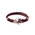 Close-up of burgundy braided cord bracelet featuring a silver octopus clasp detail - Octopus / Burgundy
