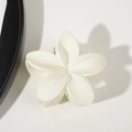 Elegant cream white matte plumeria flower hair claw clip with a secure grip design - Matte Flower Claw Clip White