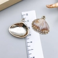 Acrylic seashell charm with natural bicolor clouds and gold metal rim for DIY jewelry - Electroplated Gold Cream Acrylic Conch 26x27x7mm (23616)