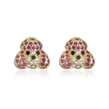 18K vergoldete Pudel-Ohrringe aus Kupfer mit rosa und weißen Zirkonia-Akzenten - Rosa Gold Teddy Hund