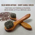 Spazzola per scarpe in faggio marrone con manico 15x4cm e setole di crine scure e dense - Stile a Manico Corto Rosso-Marrone (A-118)