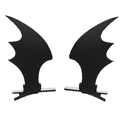 Detailed pair of black bat wing hair clips for Halloween costume or cosplay events - Black Bat Hair Clips (Pair)