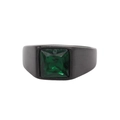 Minimalist ring with black matte finish and square-cut green gemstone center - Electric Black Green Stone