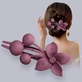 Matte mauve bauhinia flower hair claw clip with purple crystal rhinestones variant - Watermelon red