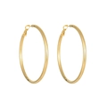 Minimalist high-polish large golden stainless steel hoop earrings with glossy finish - 50mm / Gold