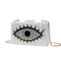 Borsa da sera in acrilico texture marmo bianco con decorazione occhio di paillettes - Bianco Perlato