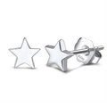 Elegant S925 sterling silver star stud earrings with a polished finish and butterfly back - Silver Pentagram Style (APE42-P)