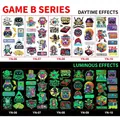 Luminous game-themed stickers showing day and night glow effects with controllers - Luminous Game Series B