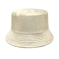 Detail shot of the shimmering champagne gold texture on the laser finish bucket hat - M (56-58cm) / Light Yellow