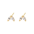 Star-shaped gold earrings with marquise-cut clear zirconia stones in a minimalist style - E1723 Gold White Zircon