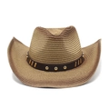 Dettaglio ravvicinato di cappello da cowboy in paglia marrone con borchie metalliche - M (56-58cm) / Marrone Tinta Unita (5)
