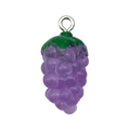 DIY purple resin grape pendant with green leaves and glitter for jewelry making - Purple Luminous Grape (19704)