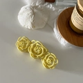 Matte pale yellow rose hair claw clip with elegant floral design in minimalist style - Yellow