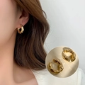 Golden double-layer geometric earrings with lava texture for a vintage punk style - Gold Lava Texture Hoop Earrings(ED1898-2)